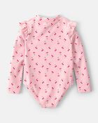 Toddler Girl Cherry Long-Sleeve 1-Piece Rashguard Swimsuit - Pink, image 2 of 5 slides