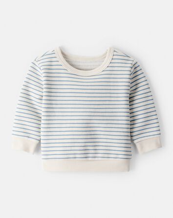 Baby Boy Stripe Fleece Pullover Sweatshirt - Blue, 