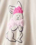Toddler Girl Bunny French Terry Long-Sleeve Pullover Sweatshirt - Cream, image 2 of 4 slides