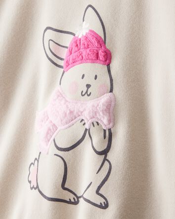 Toddler Girl Bunny French Terry Long-Sleeve Pullover Sweatshirt - Cream, 