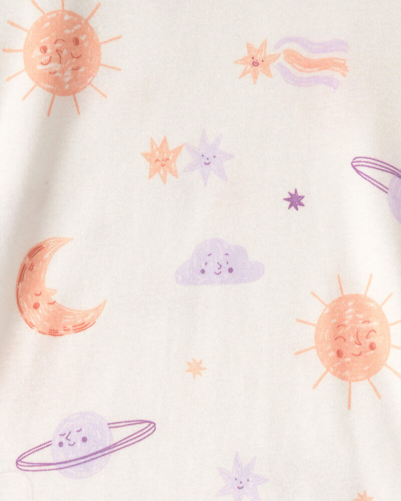 Tout-petit fille - Pyjama ajust&eacute; 4 pi&egrave;ces teint sur n&oelig;uds en 100 % coton, constellation et espace - Mauve, image 3 sur 3 diapositives