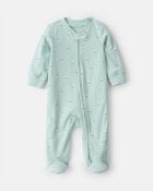 Baby Boy Sailboat 2-Way Zip Sleeper - Green, image 1 of 5 slides