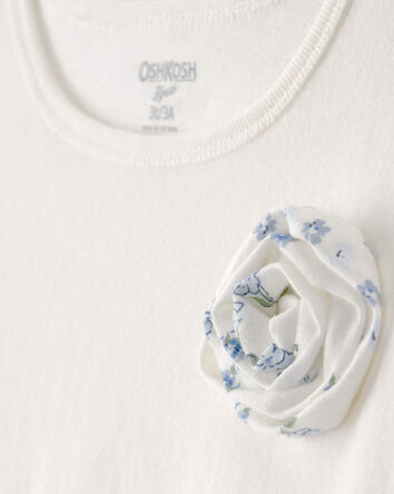 Toddler Girl Rose Long-Sleeve Peplum Top - Ivory, 