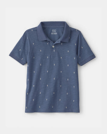 Boys Anchor Polo Shirt - Blue, 