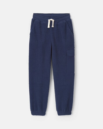 Boys Fleece Cargo Joggers - Navy Blue, 