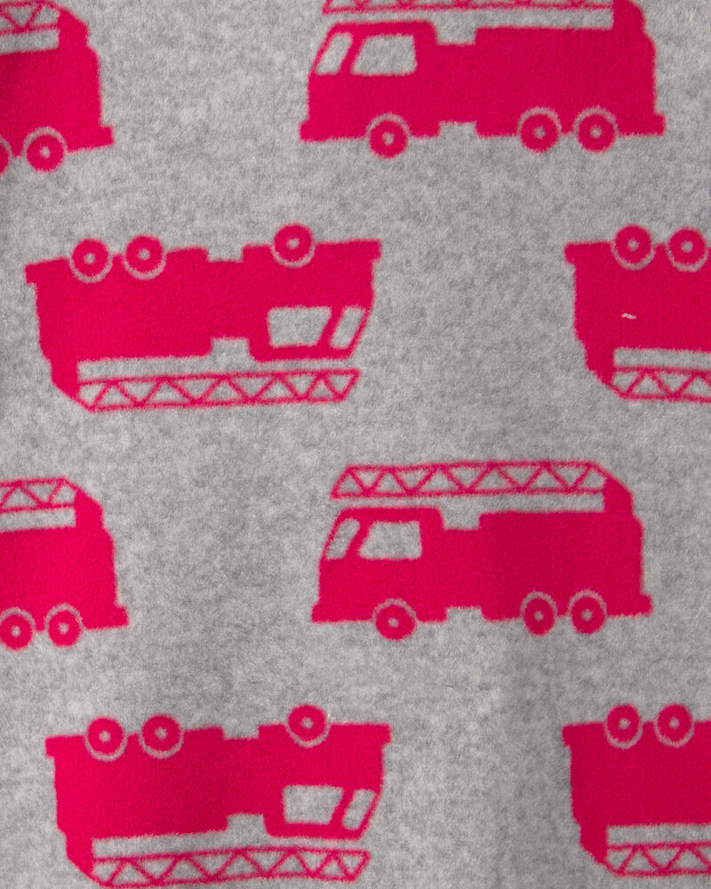 Baby Boy 2-Pack Firetruck Striped Fleece 2-Way Zip Sleepers - Blue/Red/Grey, image 4 of 5 slides