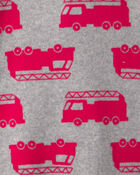 Baby Boy 2-Pack Firetruck Striped Fleece 2-Way Zip Sleepers - Blue/Red/Grey, image 4 of 5 slides