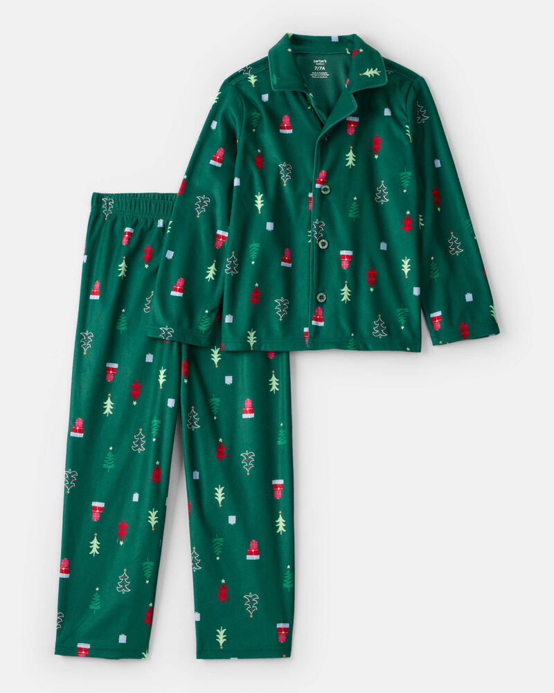 Kid Green Trees Long-Sleeve Loose Fit 2-Piece Pyjamas - Green, image 1 of 3 slides