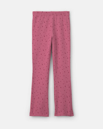 Girls Heart Cotton Pull-On Stretch Flare Leggings - Pink, 