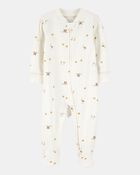 Baby Mini Bird Print 2-Way Zip Cotton Sleeper, image 1 of 3 slides