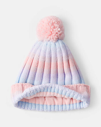 Girls Ombre Pom Winter Hat & Gloves Set - Pink, 