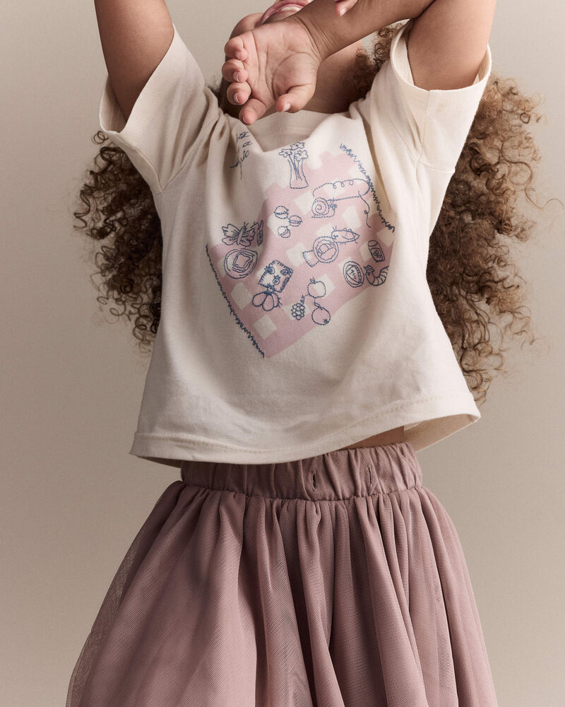 Toddler Girl Picnic Relaxed Graphic Tee - Cream, image 4 of 6 slides