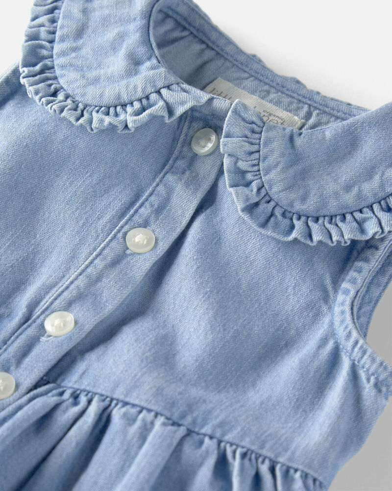 B&eacute;b&eacute; fille - Robe cache-couche en chambray de coton biologique, image 2 sur 3 diapositives