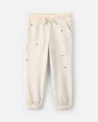 Toddler Girl Polka Dot Fleece Joggers - Cream, image 1 of 4 slides