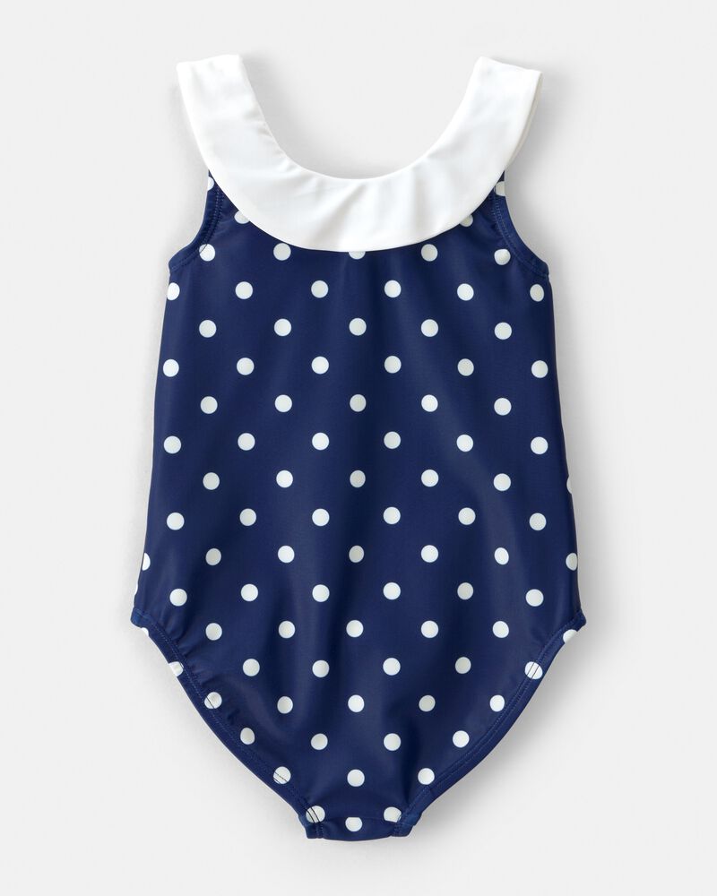 Tout-petit fille - Maillot de bain 1 pi&egrave;ce &agrave; pois - Bleu marine, image 2 sur 2 diapositives