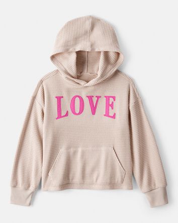 Girls Love Thermal Hooded Top - Brown, 