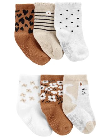 Emballage de 6 chaussettes à motif léopard, 
