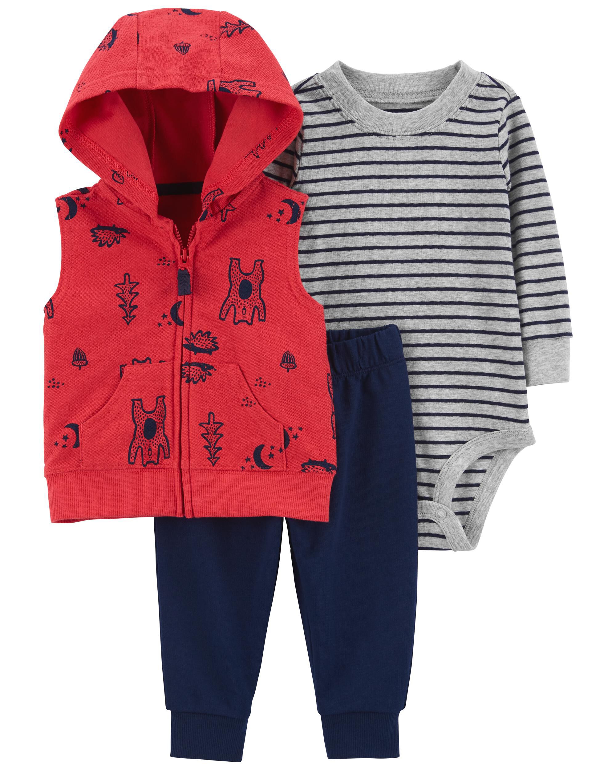 Red Blue 3 Piece Little Vest Set Carter s Oshkosh Canada