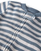 Baby Organic Cotton Sleep & Play Pyjamas in Blue Stripes, image 2 of 5 slides