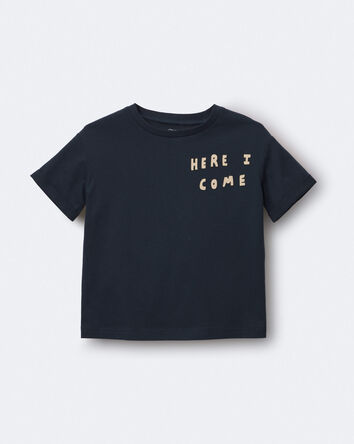 Toddler 'Here I Come' Rolled Cuff Tee - Navy, 
