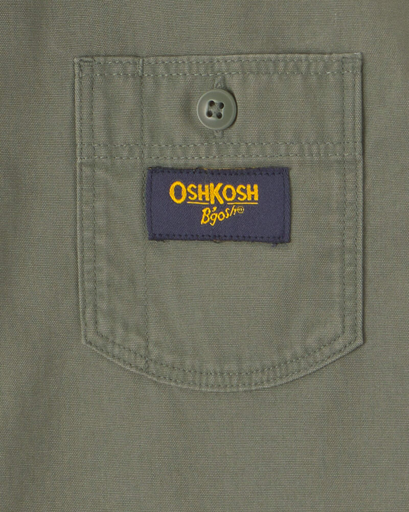 Boys Canvas Button-Down Shirt - Green, image 2 of 3 slides