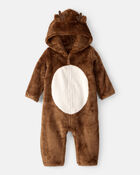 Baby Reindeer Hooded Jumpsuit - Brown, image 1 of 3 slides