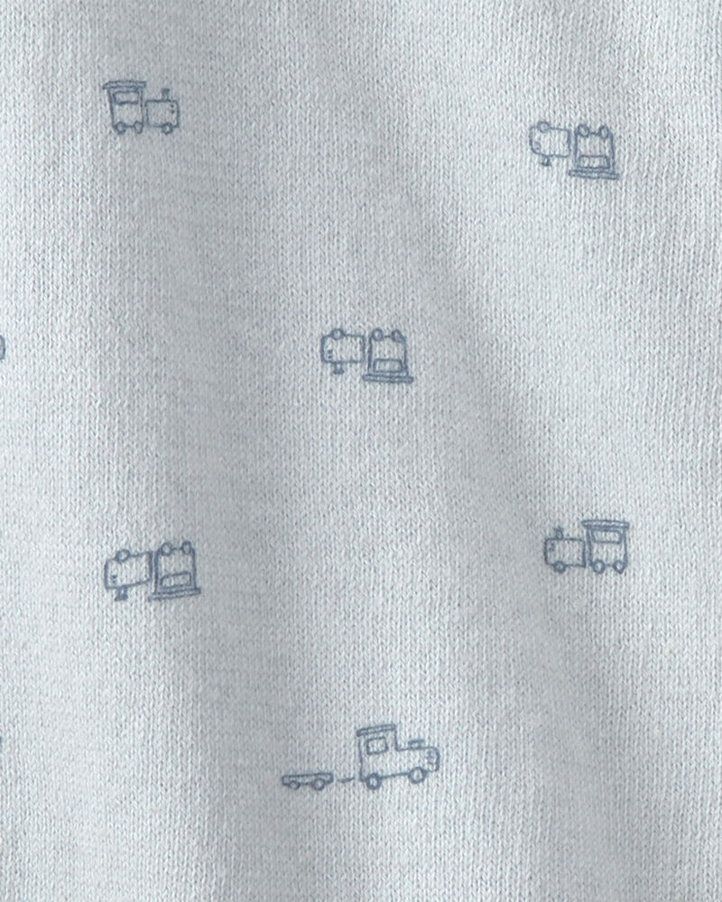 Baby Boy Train 2-Way Zip Long-Sleeve Jumpsuit - Blue, image 4 of 5 slides