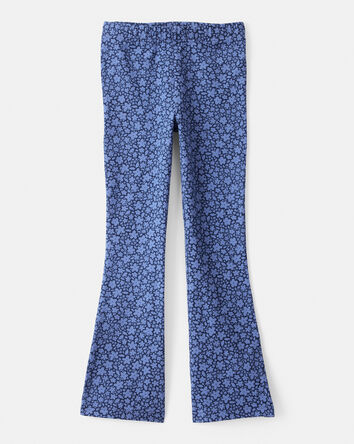 Filles - Leggings extensibles en coton à fleurs - violet, 