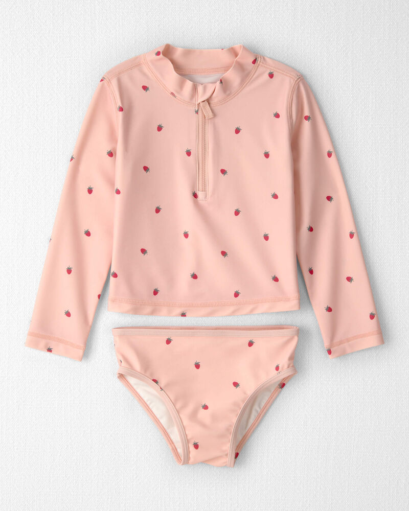 Tout-petit fille - Ensemble 2 pi&egrave;ces maillot dermoprotecteur en mat&eacute;riaux recycl&eacute;s &agrave; imprim&eacute; de p&eacute;tales, image 1 sur 4 diapositives