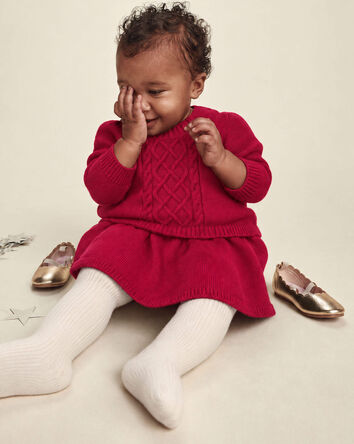 B&eacute;b&eacute; fille - Ensemble 3 pi&egrave;ces chandail manches longues et jupe &ndash; Rouge, 
