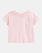 Kid Solid Short-Sleeve Fashion Top - Pink, image 1 of 3 slides