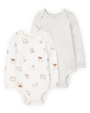 Baby 2-Pack Animal Print Long-Sleeve Bodysuits, 