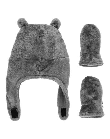 Baby KOMBI Velboa Hat & Mitten Set, 