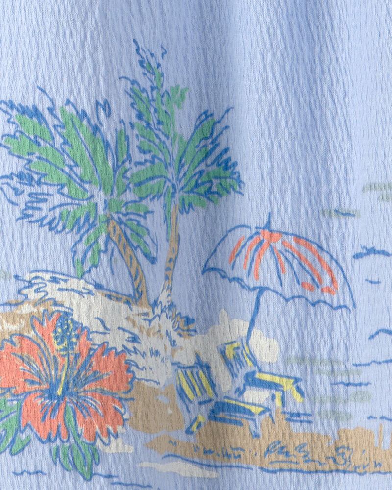 Tout-petit fille - Robe sans manches &agrave; paysage de plage - Bleu, image 3 sur 3 diapositives