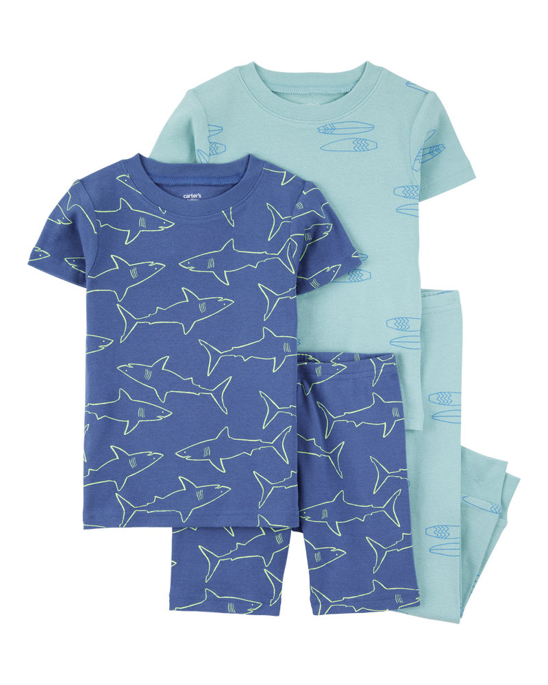 Toddler 4-Piece Shark Surfboard 100% Snug Fit Cotton Pyjamas, image 1 of 4 slides