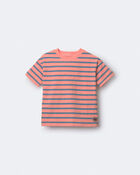 Toddler Boy Relaxed Tee in Stripes - Orange/Blue, image 2 of 6 slides