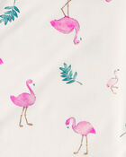 Girls Flamingo PurelySoft Short-Sleeve Snug Fit 2-Piece Pyjama Set - Ivory, image 4 of 7 slides