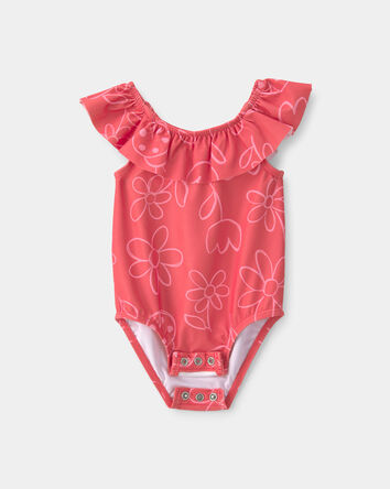 Baby Girl Floral 1-Piece Swimsuit - Red, 