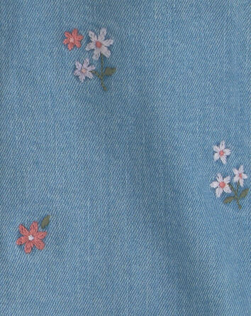 Filles - Blouson en denim &agrave; motif floral - D&eacute;lav&eacute; clair, 