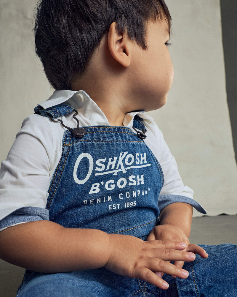 Baby Logo Denim Overalls - Dark Wash, image 4 of 7 slides