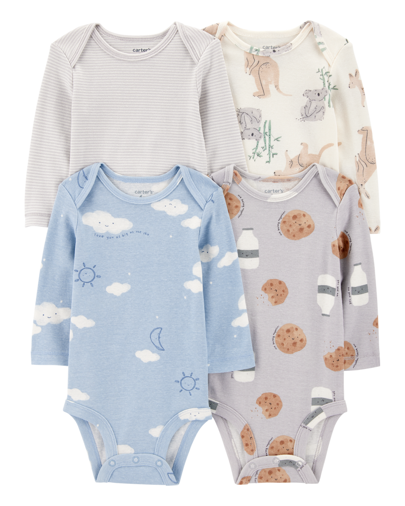 Baby 4-Pack Long-Sleeve Original Bodysuits, image 1 of 6 slides