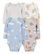 Baby 4-Pack Long-Sleeve Original Bodysuits, image 1 of 6 slides