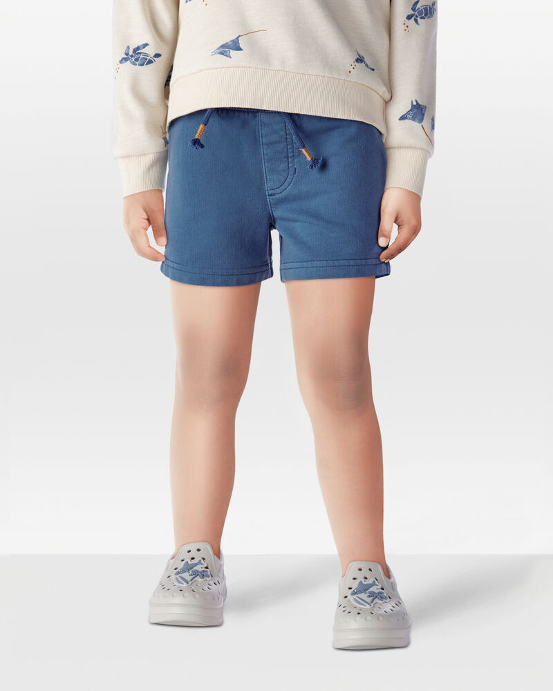 Toddler Pull-On French Terry Rec Shorts - Blue, image 2 of 6 slides