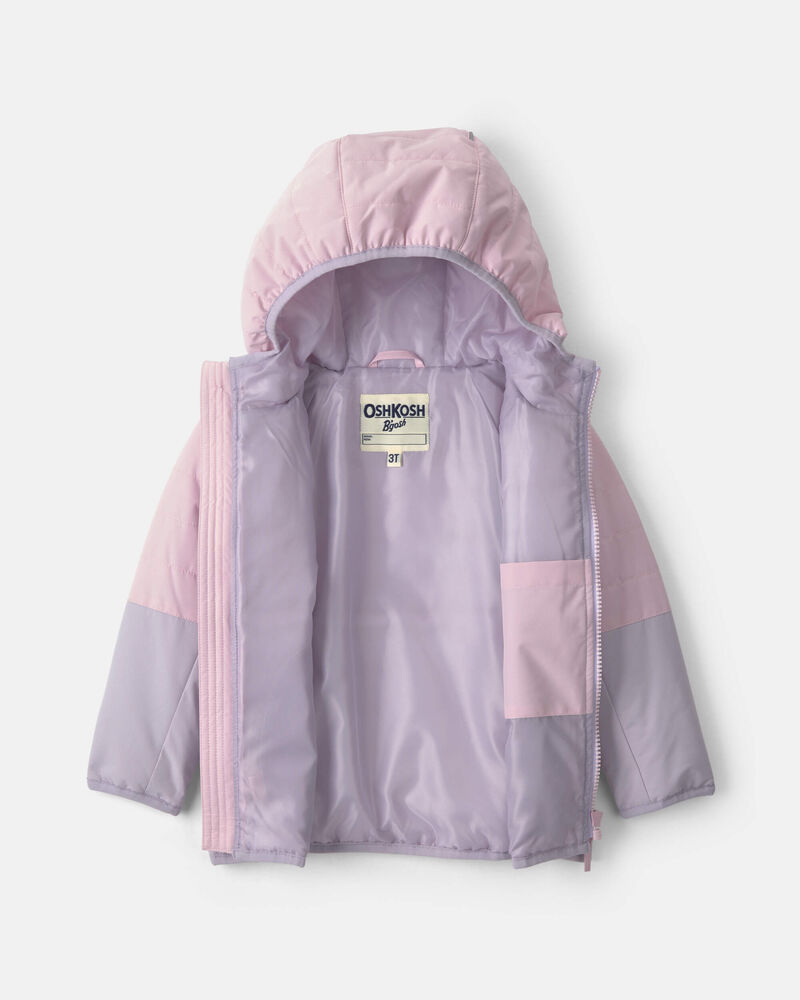 Toddler Girl  Quilted Mid Weight Jacket- Pink, image 2 of 4 slides