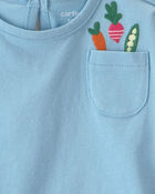 B&eacute;b&eacute; fille - Haut manches courtes &agrave; motif de l&eacute;gumes - Bleu, image 2 sur 2 diapositives