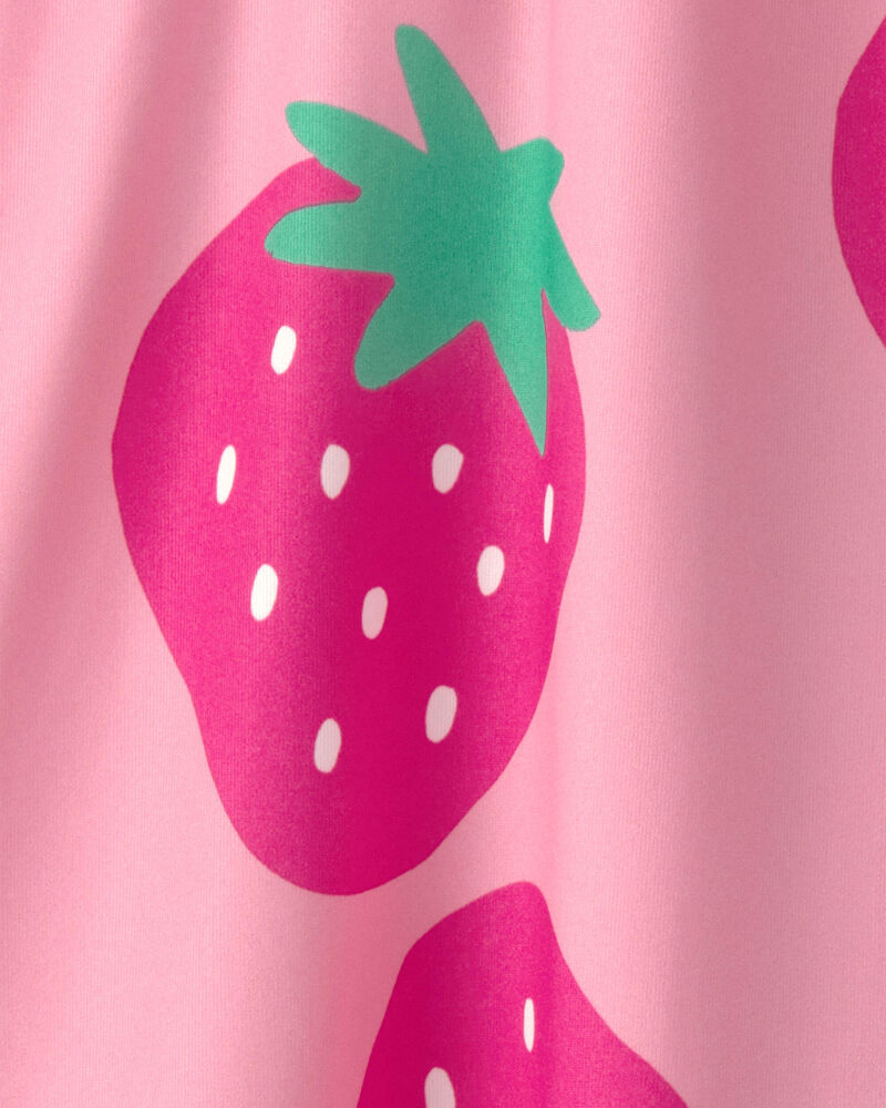 Toddler Girl Strawberry Swim Dress - Pink, image 3 of 4 slides