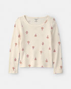 Girls Floral Long-Sleeve Top - Cream, image 1 of 3 slides