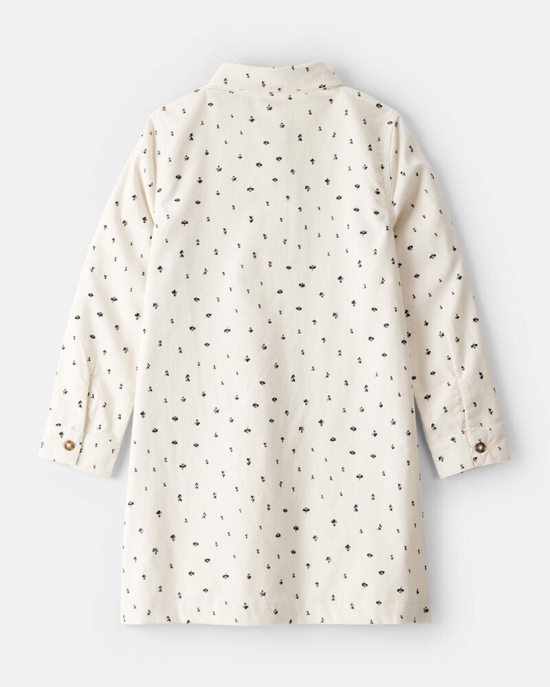 Girls Floral Corduroy Dress - Ivory, image 2 of 4 slides