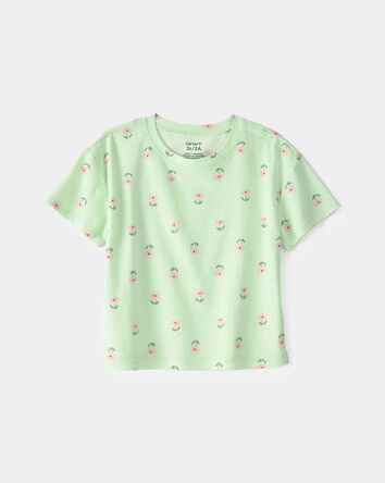 Tout-petit fille - Haut &agrave; fleurs - Vert, 