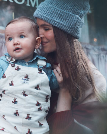 Bébé fille - Salopette en velours côtelé à imprimé d'ours - Blanc, 